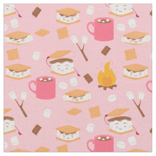 Tecido chocolate de marshmallow de fogueira cheira rosa