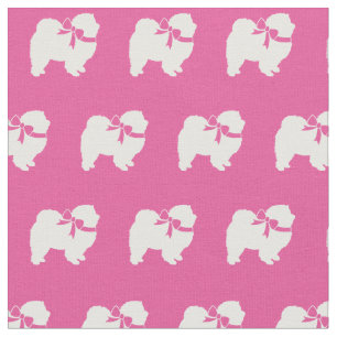 Tecido Chow Chow Dog Silhouhout Pink