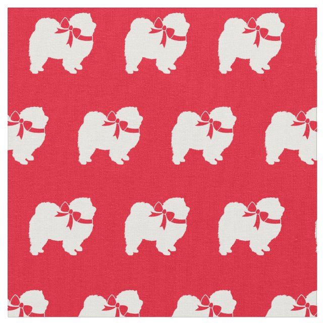 Tecido Chow Chow Dog Silhoule Pet Red (Detalhe)