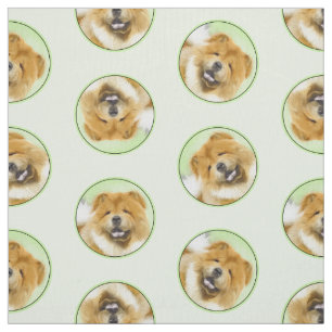 Tecido Chow Chow Pintando Vermelho Rough Cuja Arte Origin