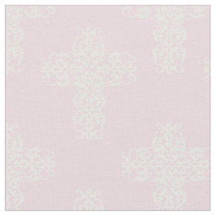 Tecido Christian Cross White Damask on Pink