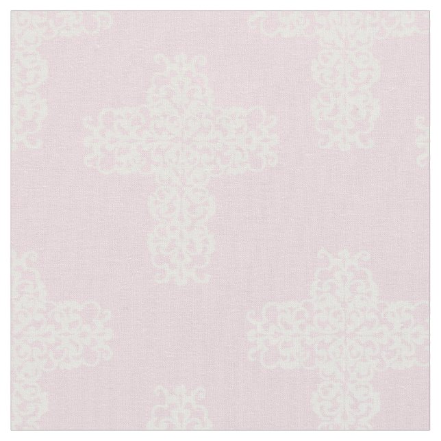 Tecido Christian Cross White Damask on Pink (Detalhe)