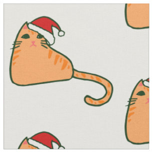 Tecido christmas santa claus hat orange taby cat