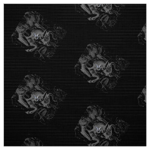 Tecido Chrome Style Taurus Zodiac Sinal em Hevelius Black