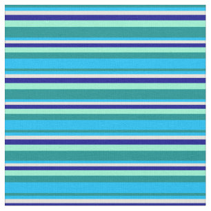 Tecido Ciano Escuro, Azul-Céu, bege, Azul Escuro e Aquama
