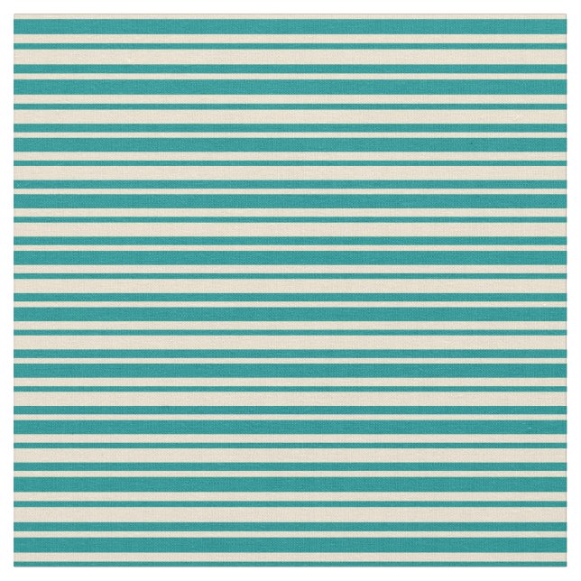 Tecido Ciano Escuro e bege - Striped/Links Padrão (Detalhe)