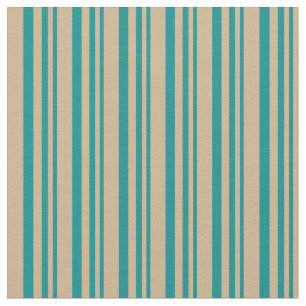 Tecido Ciano Escuro e Padrões de Tan Striped/Links