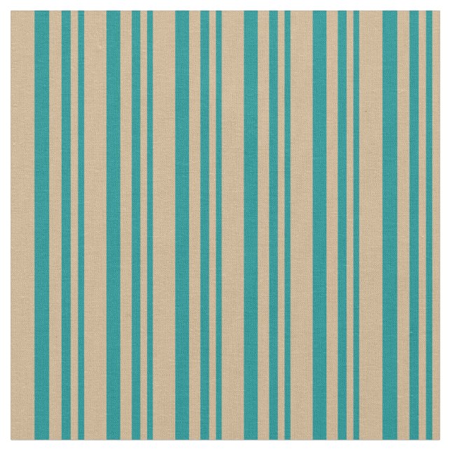 Tecido Ciano Escuro e Padrões de Tan Striped/Links (Detalhe)
