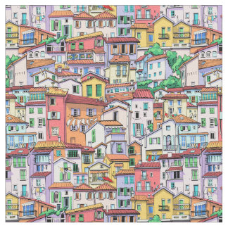 Tecido cidade antiga, frança