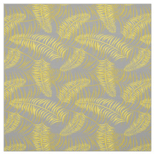 Tecido Cinza Amarelo Palm Leaf Impressão