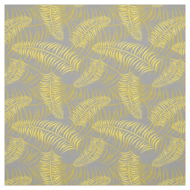 Tecido Cinza Amarelo Palm Leaf Impressão (Modelo)