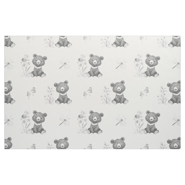 Tecido Cinza Aquarela Animais da Floresta Bebê (Fat Quarter)