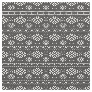 Tecido Cinza Aztec Tribal e Padrão Branco