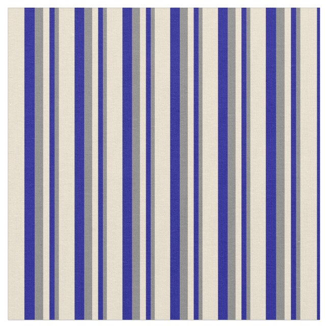 Tecido Cinza, Azul Escuro e Padrão bege de Stripes (Detalhe)