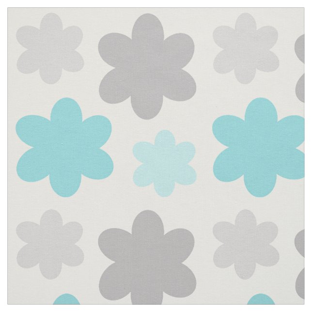 Tecido Cinza Azul Turquesa Floral (Modelo)