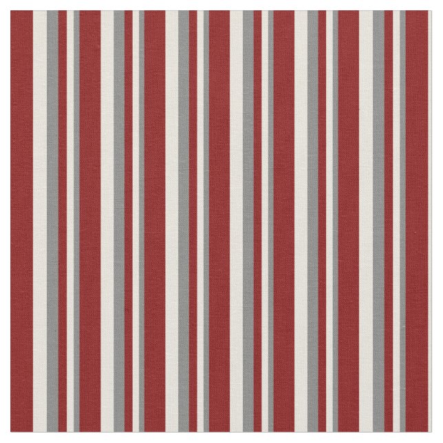 Tecido Cinza, Beige & Maroon Stripes/Lines Padrão (Detalhe)