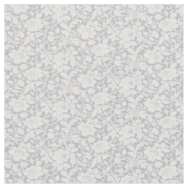 Tecido Cinza bonito E Floral Branco (Detalhe)