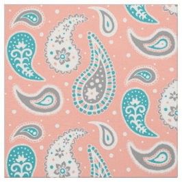 Tecido Cinza coral da cerceta do teste padrão de Paisley