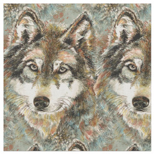 Tecido Cinza de Aquarelas Wolf Willife Animal Art
