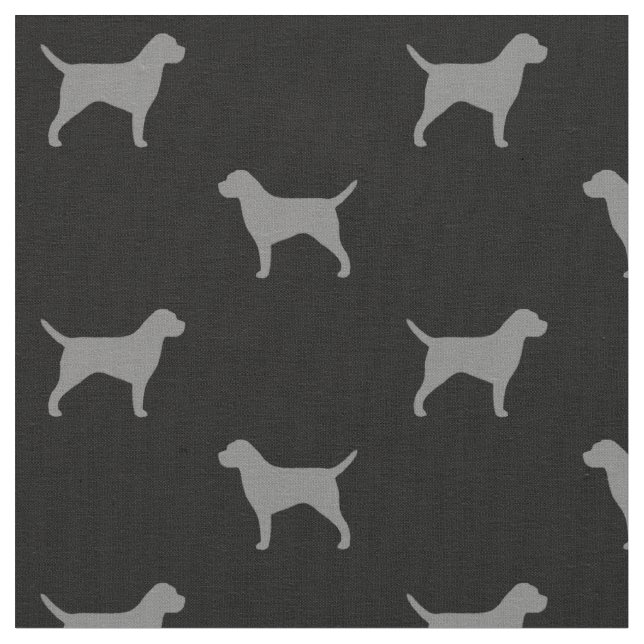 Tecido Cinza de Borda Terrier Silhouettes e Preto (Detalhe)