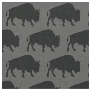 Tecido Cinza de Buffalo Bison Silhouettes