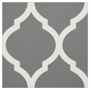Tecido Cinza de carvão marroquino Quatrefoil Grande Escal