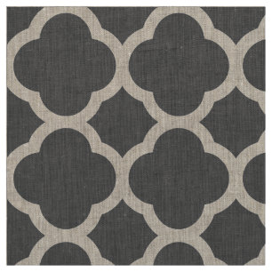 Tecido Cinza de carvão Moderno Quatrefoil Grande Escala