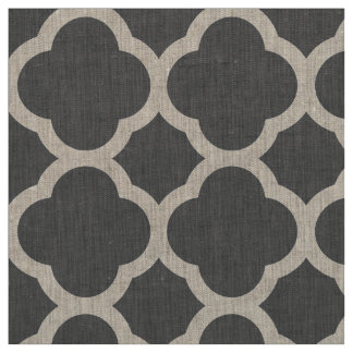 Tecido Cinza de carvão Moderno Quatrefoil Grande Escala