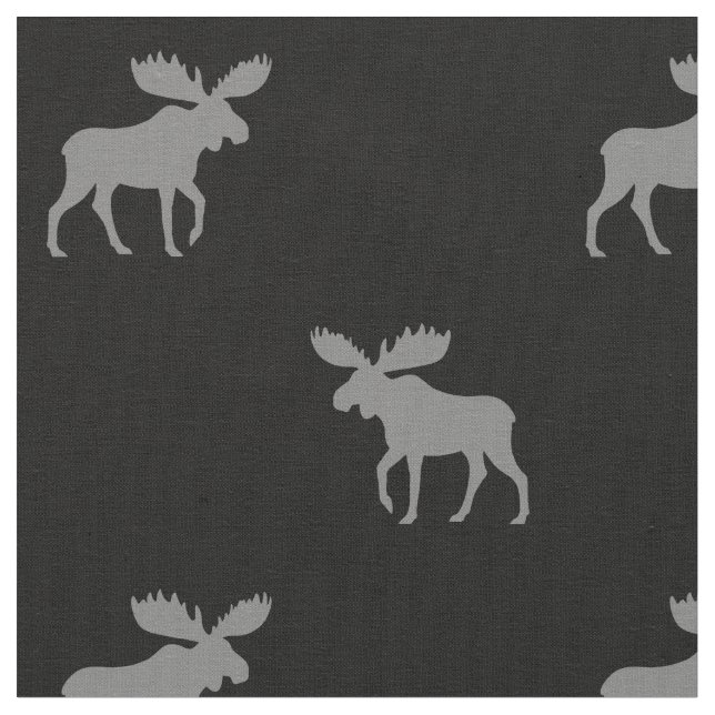 Tecido Cinza de Silhouettes Moose e Padrão Preto (Detalhe)