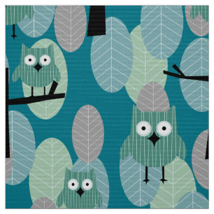 Tecido Cinza de Teal de Retro-Own Playful Woodland Verde