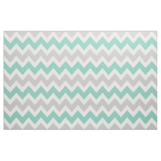 Tecido Cinza e Aqua Modern Chevron em Grande Escala