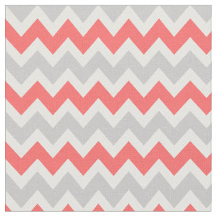 Tecido Cinza e Coral Modern Chevron