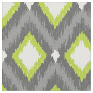 Tecido Cinza e Green Tribal Ikat Chevron