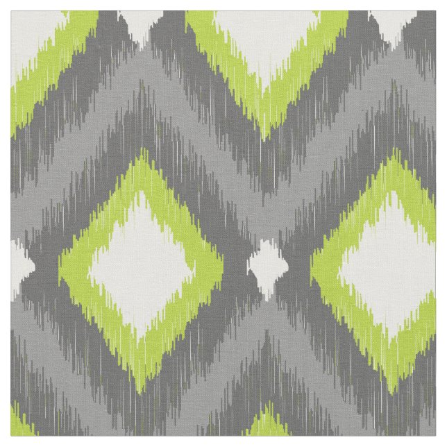 Tecido Cinza e Green Tribal Ikat Chevron (Detalhe)