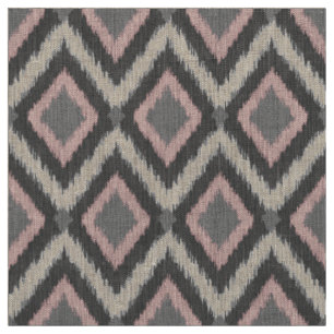 Tecido Cinza e Ikat Chevron Tribal Rosa
