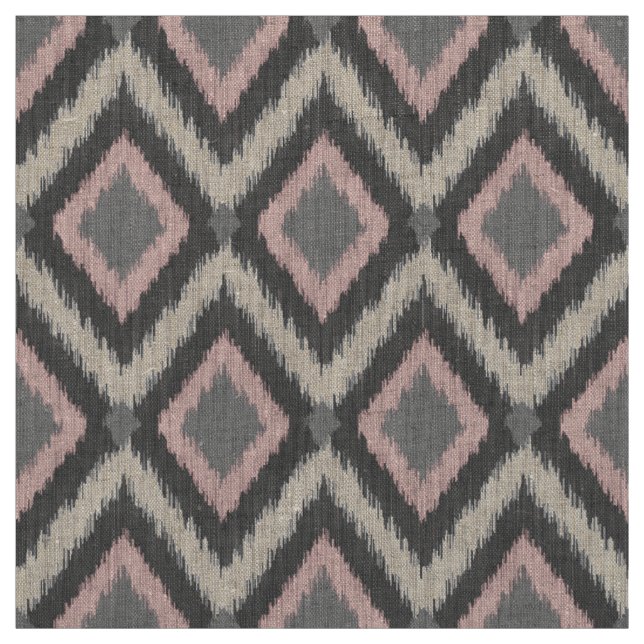 Tecido Cinza e Ikat Chevron Tribal Rosa (Modelo)