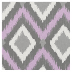 Tecido Cinza e Roxo Tribal Ikat Chevron