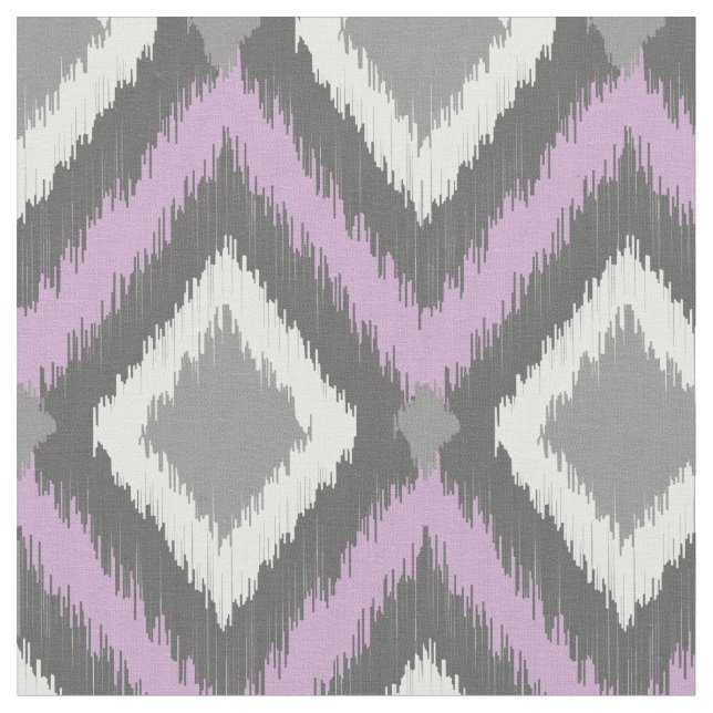 Tecido Cinza e Tribal Roxo Ikat Chevron (Detalhe)