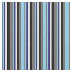 Tecido Cinza Escuro, Azul Céu, Azul-Noite, Branco e Preto