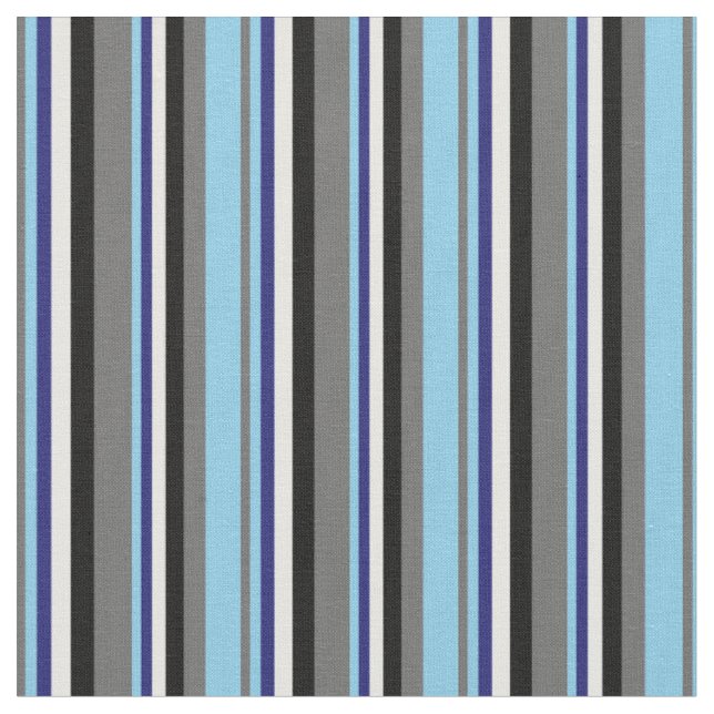 Tecido Cinza Escuro, Azul Céu, Azul-Noite, Branco e Preto (Detalhe)