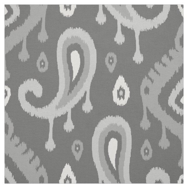 Tecido Cinza Ikat Paisley Large Scale (Modelo)