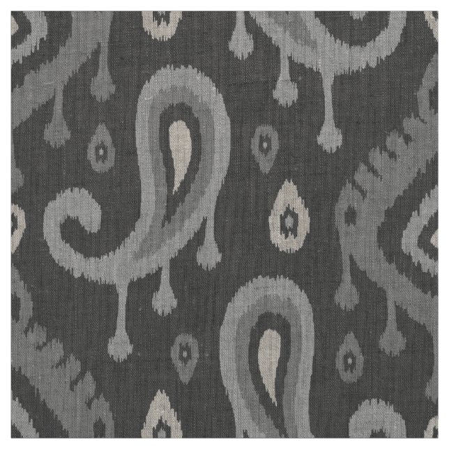 Tecido Cinza Ikat Paisley Large Scale (Modelo)