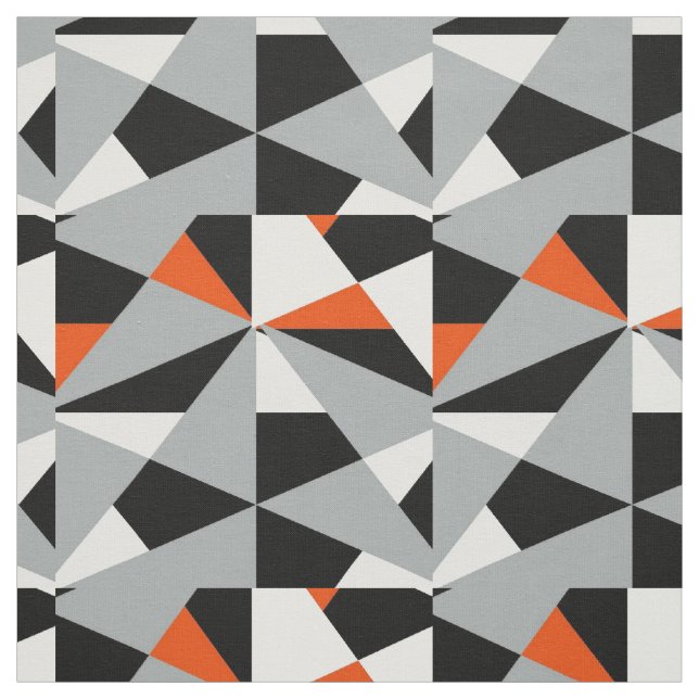 Tecido Cinza Laranja Geométrica Branca Preta (Modelo)