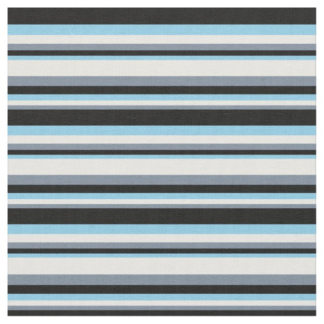 Tecido Cinza Leve, Creme De Casa, Azul Céu E Preto (Detalhe)