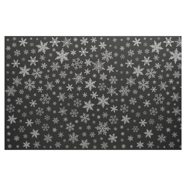 Tecido Cinza preto & de prata do floco de neve moderno 2 (Fat Quarter)