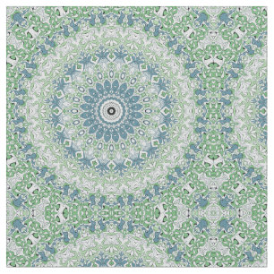 Tecido Cinza Verde Azul Costeira Mandala Caleidoscópio