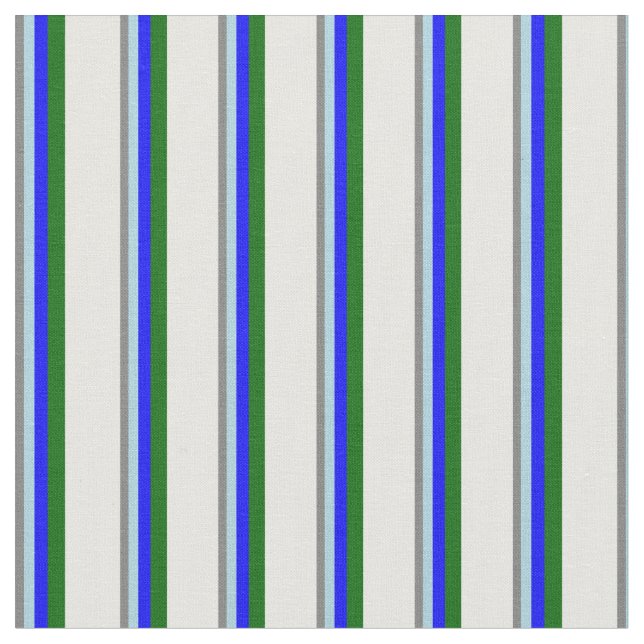 Tecido Cinzas, Azul Claro, Azul, Verde Escuro e Creme de  (Detalhe)
