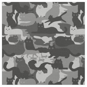 Tecido Cinzas Camuflagem Gatos Padrão Cinza Kitty Cats C
