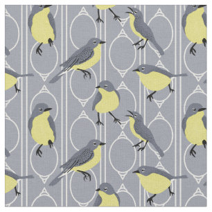 Tecido Cinzas de aves da Kirtland e amarelo