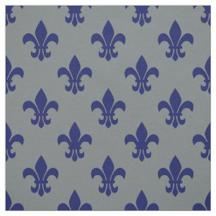 Tecido Cinzas De Carvão, Marinho Azul Fleur De Lis Patte